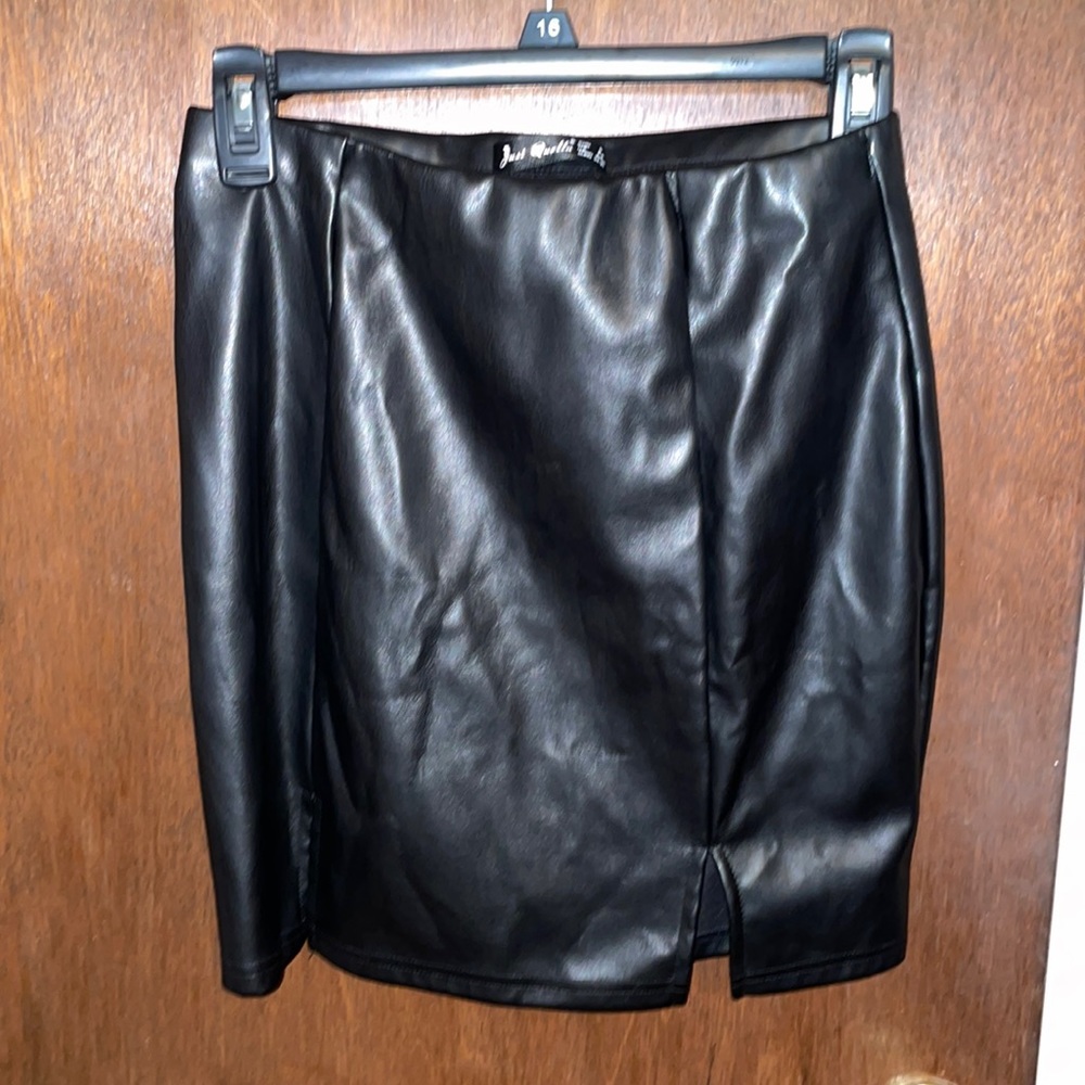 Black leather skirt